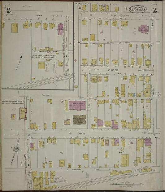 Sanborn Fire Insurance Map from Claysville, Washington County, Pennsylvania (1943), Sheet #0002 - Historic Sanborn Fire Insurance Map Print, vintage old map wall art, antique decor, genealogy gift, Pennsylvania Pennsylvania map