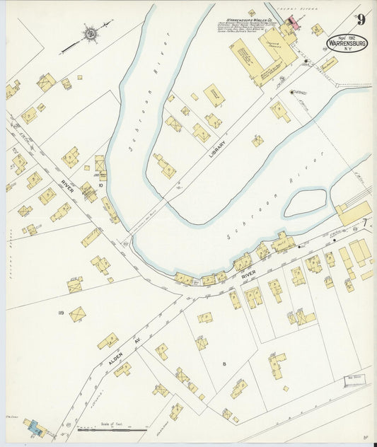 Sanborn Fire Insurance Map from Warrensburg, Warren County, New York (1912), Sheet #0009 - Historic Sanborn Fire Insurance Map Print, vintage old map wall art, antique decor, genealogy gift, New York New York map