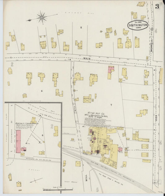 Sanborn Fire Insurance Map from Southington, Hartford County, Connecticut (1895), Sheet #0003 - Historic Sanborn Fire Insurance Map Print, vintage old map wall art, antique decor, genealogy gift, Connecticut Connecticut map