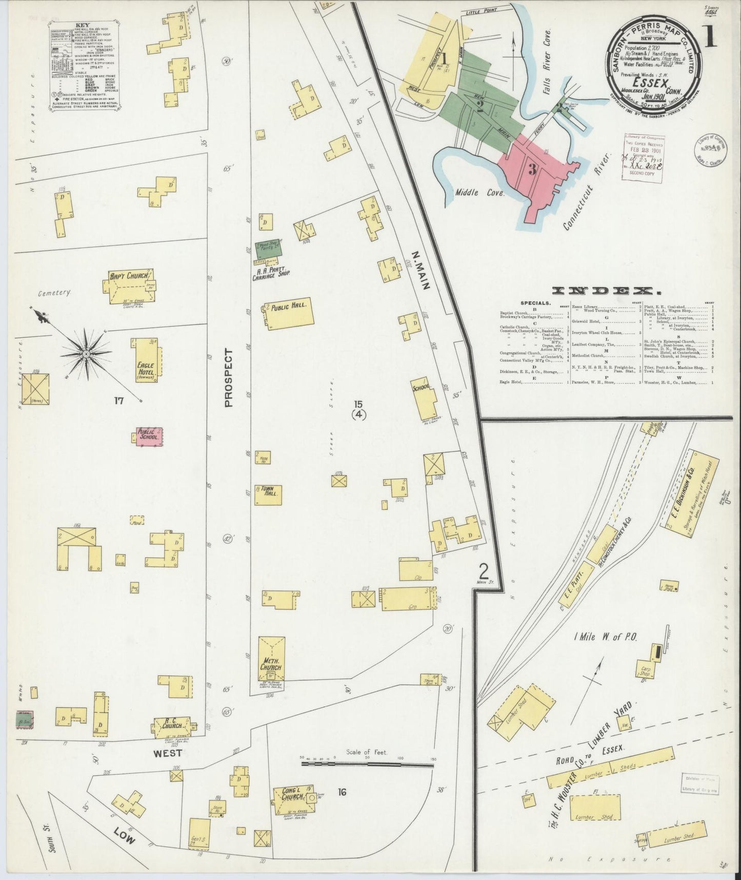 Sanborn Fire Insurance Map from Essex, Middlesex County, Connecticut (1901), Sheet #0001 - Complete Map Set gallery image, historic Sanborn map, vintage wall art, Connecticut Connecticut