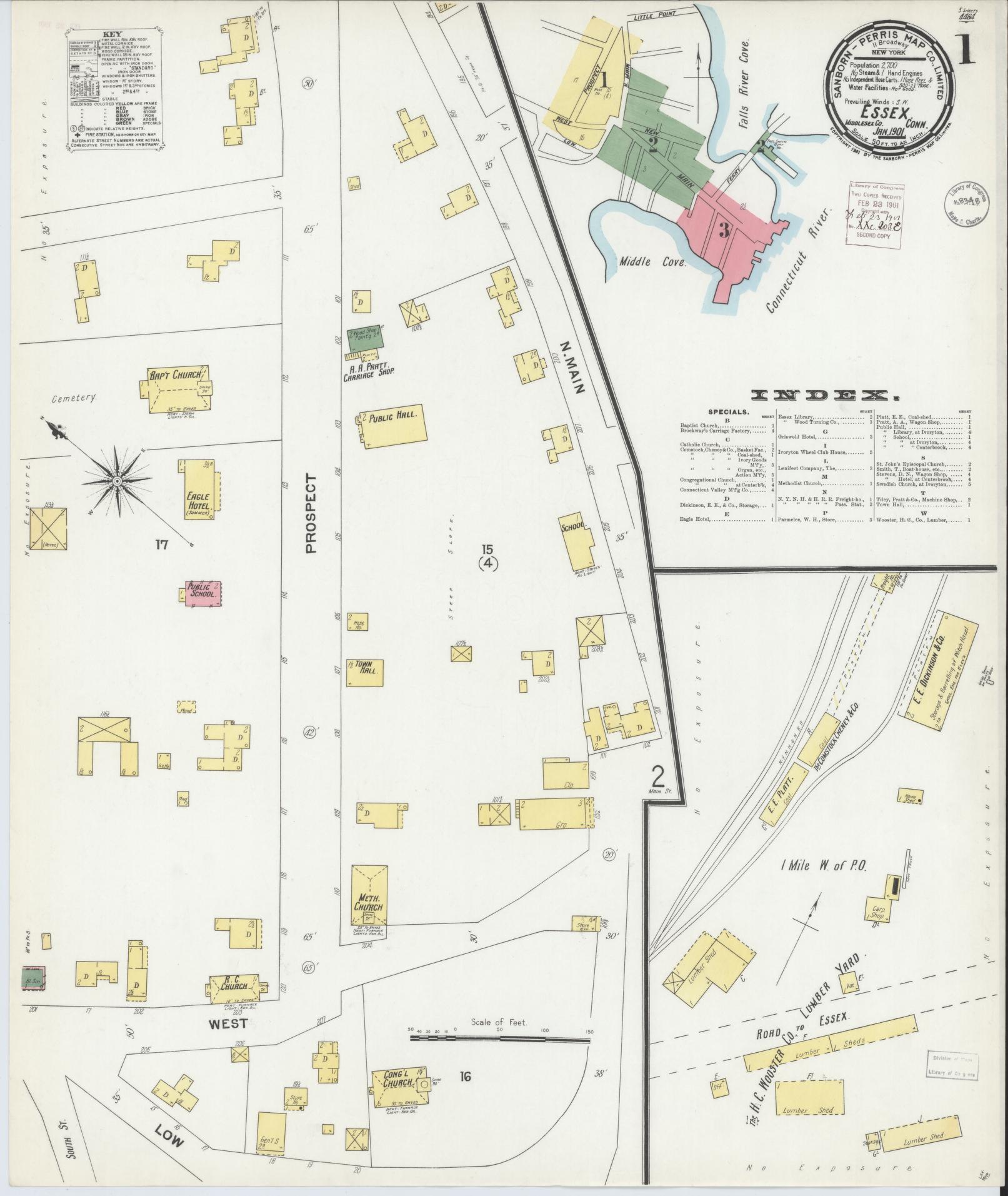 Sanborn Fire Insurance Map from Essex, Middlesex County, Connecticut (1901), Sheet #0001 - Complete Map Set gallery image, historic Sanborn map, vintage wall art, Connecticut Connecticut