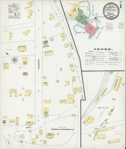 Sanborn Fire Insurance Map from Essex, Middlesex County, Connecticut (1901), Sheet #0001 - Complete Map Set gallery image, historic Sanborn map, vintage wall art, Connecticut Connecticut