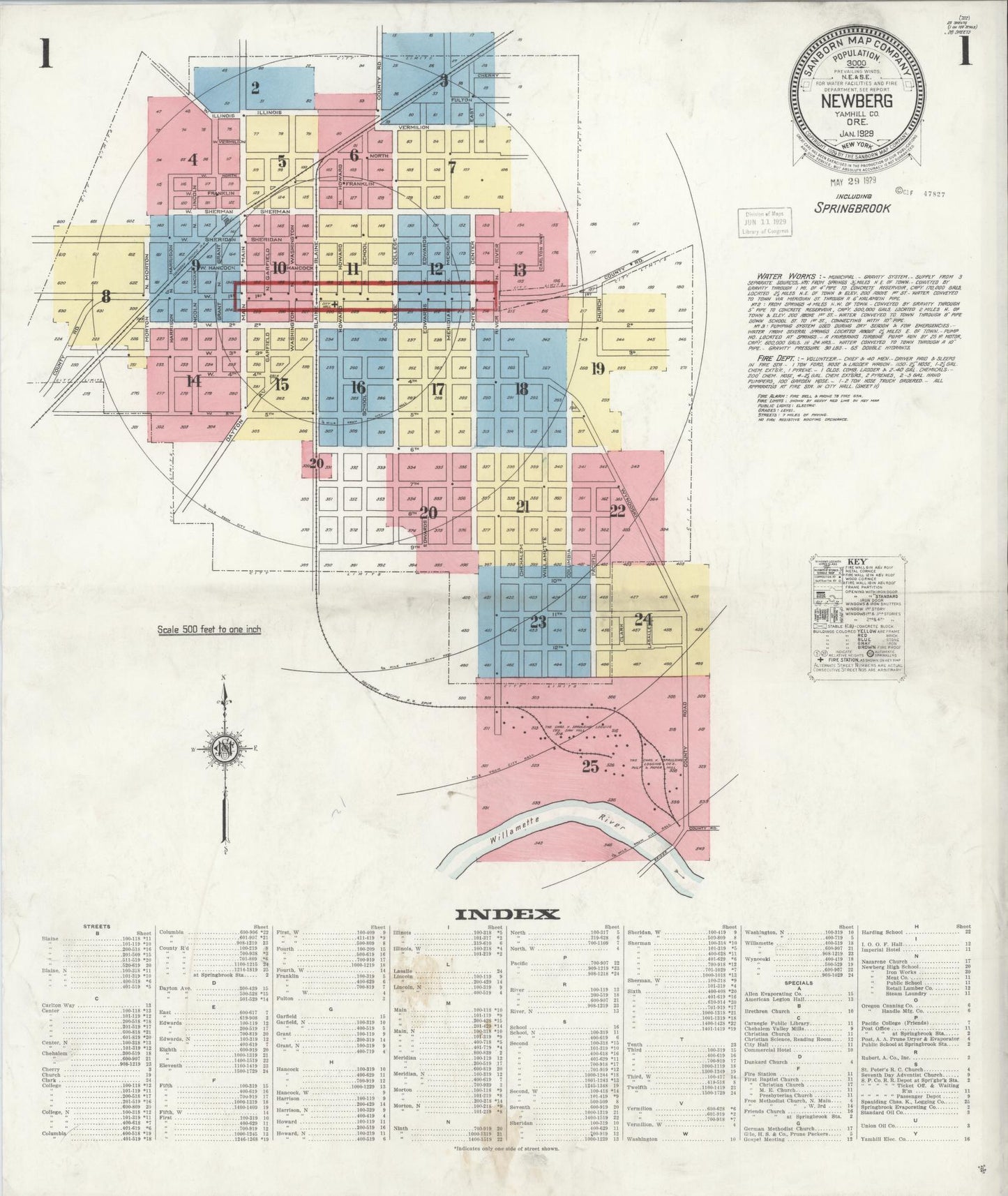Sanborn Fire Insurance Map from Newberg, Yamhill County, Oregon. (1929) – Historic Sanborn Fire Insurance Map Print