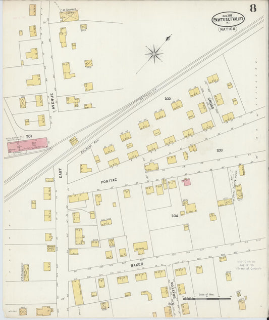 Sanborn Fire Insurance Map from Pawtuxet Valley, Kent and Providence Counties, Rhode Island (1898), Sheet #0008 - Historic Sanborn Fire Insurance Map Print, vintage old map wall art, antique decor, genealogy gift, Washington Washington map