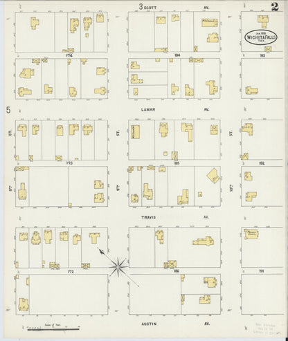 Sanborn Fire Insurance Map from Wichita Falls, Wichita County, Texas (1898), Sheet #0002 - Complete Map Set gallery image, historic Sanborn map, vintage wall art, Texas Texas