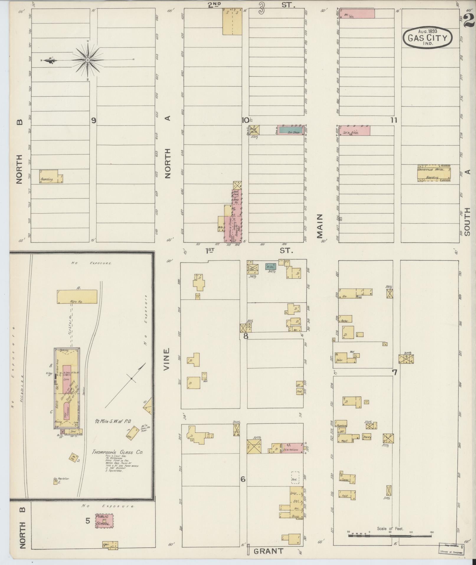 Sanborn Fire Insurance Map from Gas City, Grant County, Indiana (1893), Sheet #0002 - Complete Map Set gallery image, historic Sanborn map, vintage wall art, Indiana Indiana