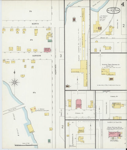 Sanborn Fire Insurance Map from Kinston, Lenoir County, North Carolina (1896), Sheet #0004 - Historic Sanborn Fire Insurance Map Print, vintage old map wall art, antique decor, genealogy gift, North Carolina North Carolina map