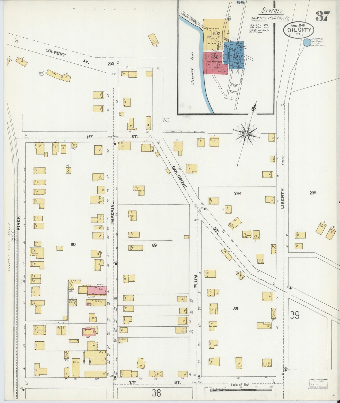 Sanborn Fire Insurance Map from Oil City, Venango County, Pennsylvania (1906), Sheet #0037 - Complete Map Set gallery image, historic Sanborn map, vintage wall art, Pennsylvania Pennsylvania