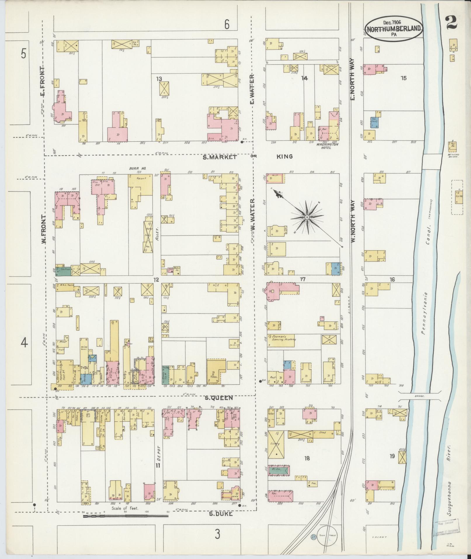 Sanborn Fire Insurance Map from Northumberland, Northumberland County, Pennsylvania (1906), Sheet #0002 - Complete Map Set gallery image, historic Sanborn map, vintage wall art, Pennsylvania Pennsylvania