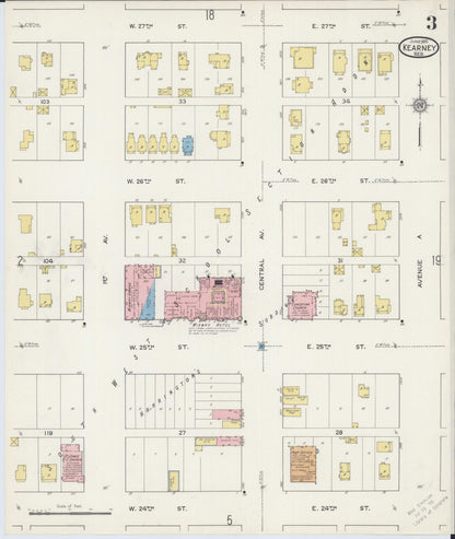 Sanborn Fire Insurance Map from Kearney, Buffalo County, Nebraska (1915), Sheet #0003 - Complete Map Set gallery image, historic Sanborn map, vintage wall art, Nebraska Nebraska