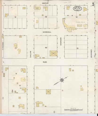 Sanborn Fire Insurance Map from Rice, Navarro County, Texas (1935), Sheet #0005 - Historic Sanborn Fire Insurance Map Print, vintage old map wall art, antique decor, genealogy gift, Texas Texas map