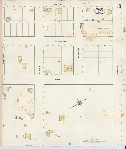 Sanborn Fire Insurance Map from Rice, Navarro County, Texas (1935), Sheet #0005 - Historic Sanborn Fire Insurance Map Print, vintage old map wall art, antique decor, genealogy gift, Texas Texas map
