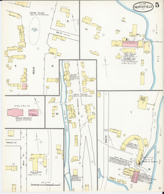 Sanborn Fire Insurance Map from Northfield, Washington County, Vermont (1892), Sheet #0005 - Historic Sanborn Fire Insurance Map Print, vintage old map wall art, antique decor, genealogy gift, Vermont Vermont map