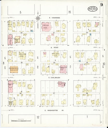 Sanborn Fire Insurance Map from Red Oak, Montgomery County, Iowa (1914), Sheet #0009 - Historic Sanborn Fire Insurance Map Print
