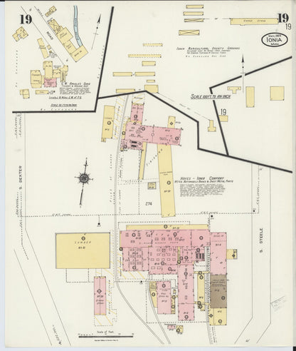 Sanborn Fire Insurance Map from Ionia, Ionia County, Michigan (1924), Sheet #0019 - Historic Sanborn Fire Insurance Map Print, vintage old map wall art, antique decor, genealogy gift, Michigan Michigan map
