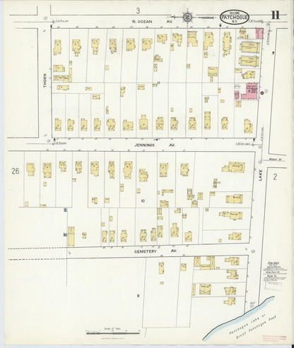 Sanborn Fire Insurance Map from Patchogue, Suffolk County, New York (1916), Sheet #0011 - Complete Map Set gallery image, historic Sanborn map, vintage wall art, New York New York