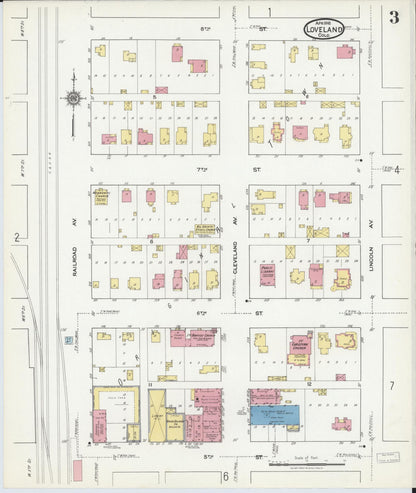 Sanborn Fire Insurance Map from Loveland, Larimer County, Colorado (1918), Sheet #0003 - Complete Map Set gallery image, historic Sanborn map, vintage wall art, Colorado Colorado