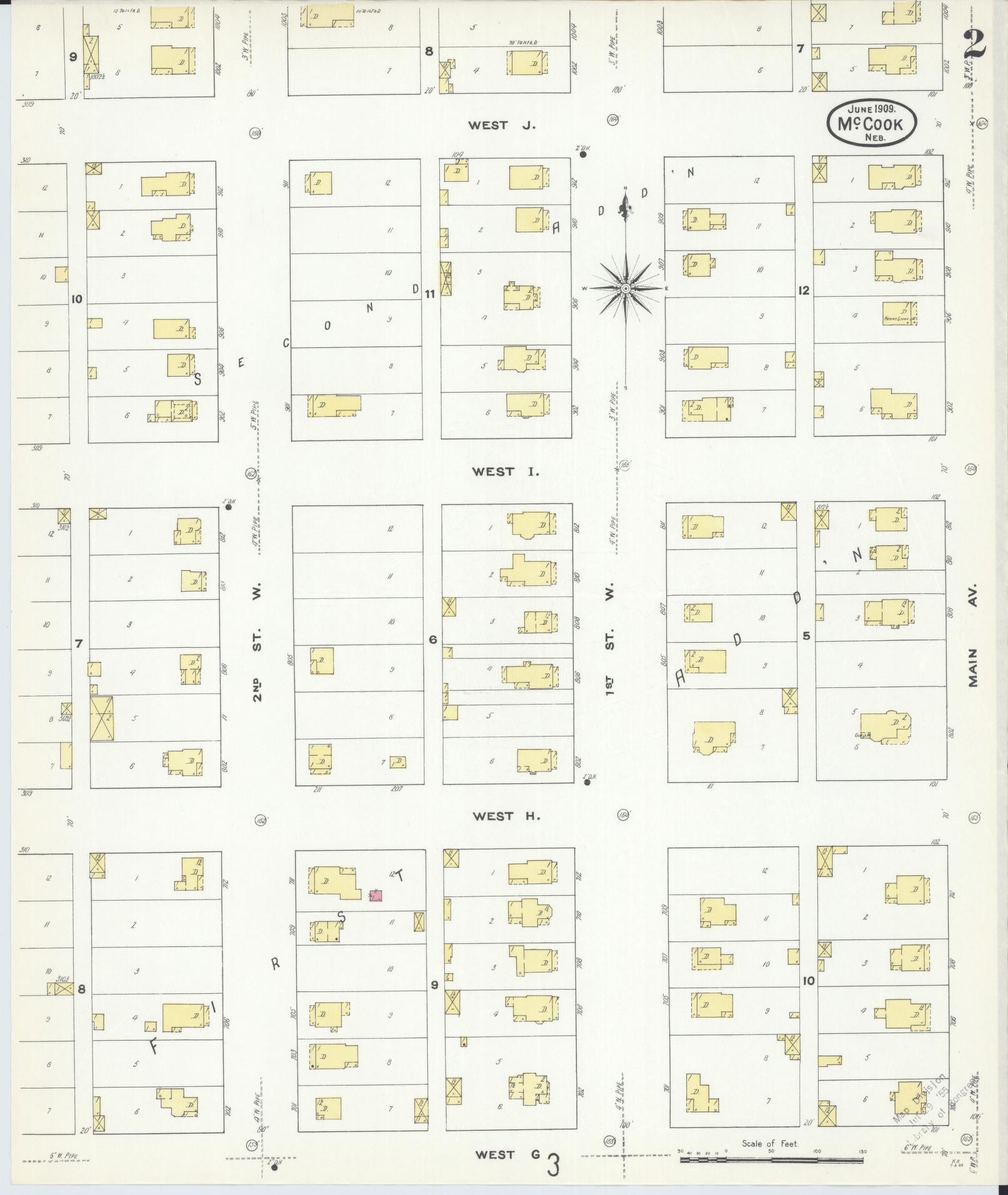 Sanborn Fire Insurance Map from Mccook, Red Willow County, Nebraska (1909), Sheet #0002 - Complete Map Set gallery image, historic Sanborn map, vintage wall art, Nebraska Nebraska
