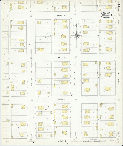 Sanborn Fire Insurance Map from Mccook, Red Willow County, Nebraska (1909), Sheet #0002 - Complete Map Set gallery image, historic Sanborn map, vintage wall art, Nebraska Nebraska