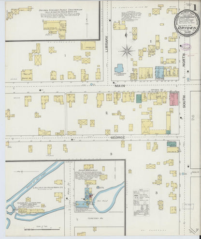 Sanborn Fire Insurance Map from Dryden, Tompkins County, New York (1893), Sheet #0001 - Historic Sanborn Fire Insurance Map Print, vintage old map wall art, antique decor, genealogy gift, New York New York map