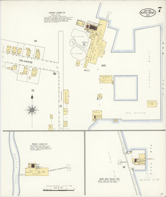 Sanborn Fire Insurance Map from North Bend, Coos County, Oregon (1907), Sheet #0007 - Historic Sanborn Fire Insurance Map Print, vintage old map wall art, antique decor, genealogy gift, Oregon Oregon map