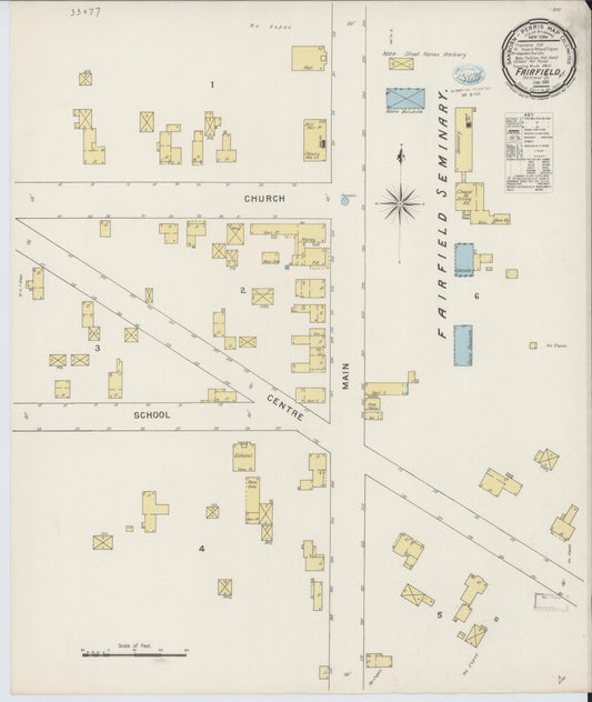 Sanborn Fire Insurance Map from Fairfield, Herkimer County, New York (1894), Sheet #0001 - Historic Sanborn Fire Insurance Map Print, vintage old map wall art, antique decor, genealogy gift, New York New York map
