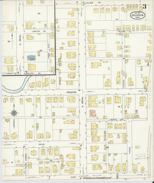 Sanborn Fire Insurance Map from Jackson, Madison County, Tennessee (1912), Sheet #0003 - Historic Sanborn Fire Insurance Map Print, vintage old map wall art, antique decor, genealogy gift, Tennessee Tennessee map
