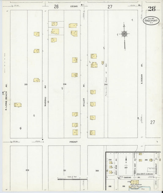 Sanborn Fire Insurance Map from Freeport, Nassau County, New York (1910), Sheet #0028 - Historic Sanborn Fire Insurance Map Print, vintage old map wall art, antique decor, genealogy gift, New York New York map