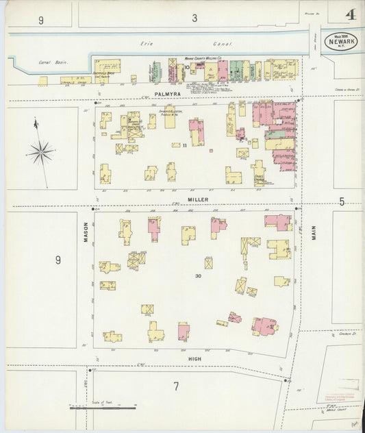 Sanborn Fire Insurance Map from Newark, Wayne County, New York (1898), Sheet #0004 - Historic Sanborn Fire Insurance Map Print, vintage old map wall art, antique decor, genealogy gift, New York New York map