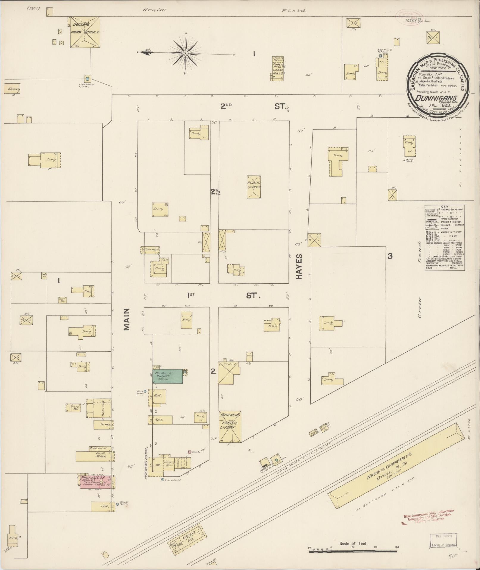 Sanborn Fire Insurance Map from Dunnigan, Yolo County, California. (1889) – Historic Sanborn Fire Insurance Map Print