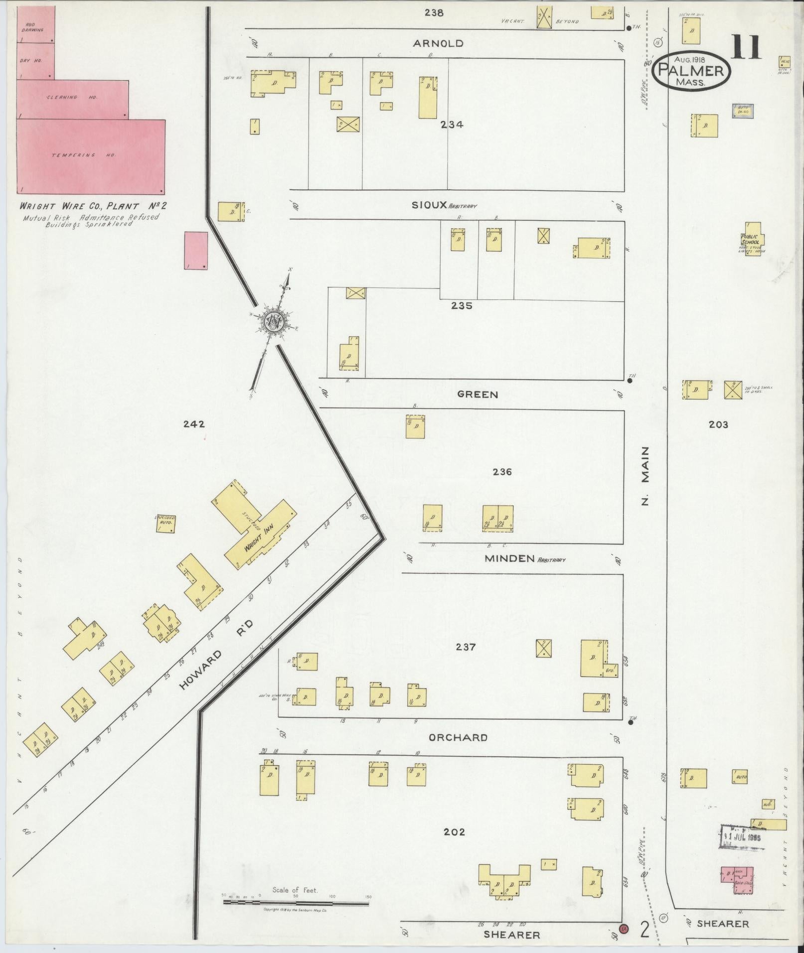 Sanborn Fire Insurance Map from Palmer, Hampden County, Massachusetts (1918), Sheet #0011 - Complete Map Set gallery image, historic Sanborn map, vintage wall art, Massachusetts Massachusetts