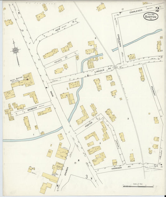 Sanborn Fire Insurance Map from Barton, Orleans County, Vermont (1912), Sheet #0002 - Historic Sanborn Fire Insurance Map Print, vintage old map wall art, antique decor, genealogy gift, Vermont Vermont map