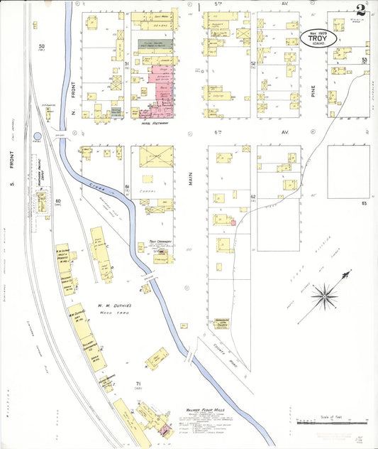 Sanborn Fire Insurance Map from Troy, Latab County, Idaho (1909), Sheet #0002 - Historic Sanborn Fire Insurance Map Print, vintage old map wall art, antique decor, genealogy gift, Idaho Idaho map