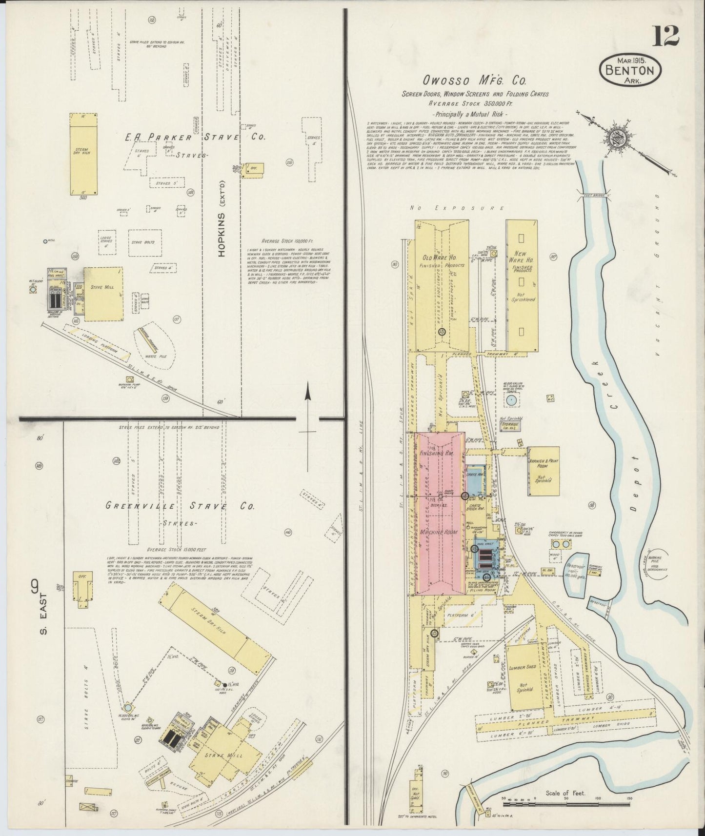 Sanborn Fire Insurance Map from Benton, Saline County, Arkansas (1915), Sheet #0012 - Complete Map Set gallery image, historic Sanborn map, vintage wall art, Arkansas Arkansas
