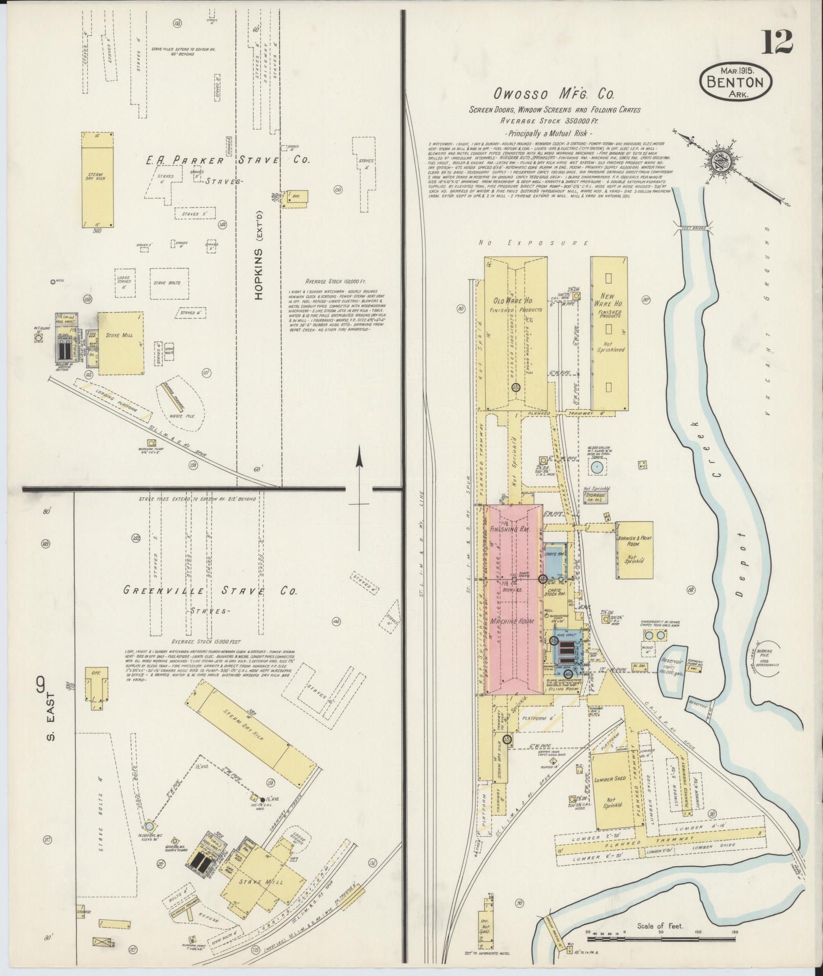 Sanborn Fire Insurance Map from Benton, Saline County, Arkansas (1915), Sheet #0012 - Complete Map Set gallery image, historic Sanborn map, vintage wall art, Arkansas Arkansas