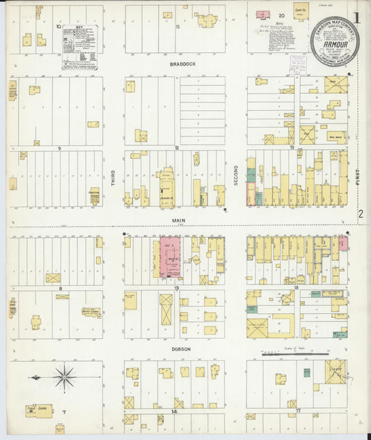 Sanborn Fire Insurance Map from Armour, Douglas County, South Dakota (1903), Sheet #0001 - Historic Sanborn Fire Insurance Map Print, vintage old map wall art, antique decor, genealogy gift, South Dakota South Dakota map