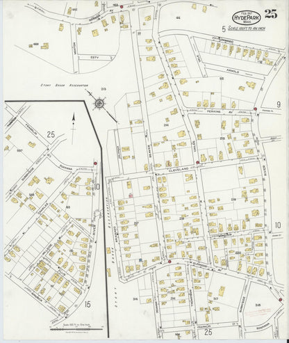 Sanborn Fire Insurance Map from Hyde Park, Norfolk County, Massachusetts (1917), Sheet #0025 - Complete Map Set gallery image, historic Sanborn map, vintage wall art, Massachusetts Massachusetts