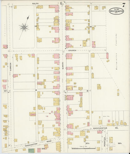 Sanborn Fire Insurance Map from Westminster, Carroll County, Maryland (1904), Sheet #0007 - Complete Map Set gallery image, historic Sanborn map, vintage wall art, Maryland Maryland