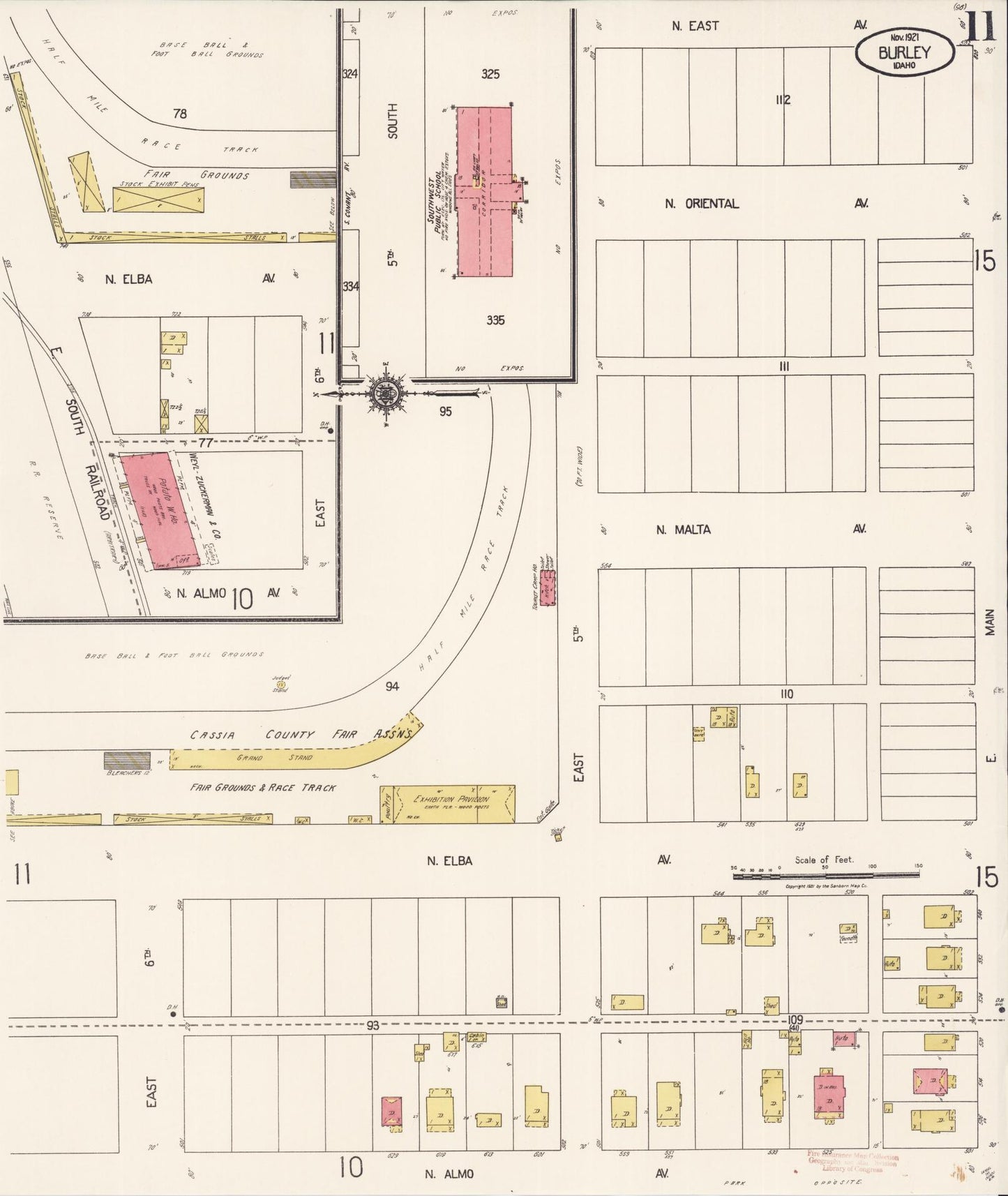 Sanborn Fire Insurance Map from Burley, Cassia County, Idaho (1921), Sheet #0011 - Complete Map Set gallery image, historic Sanborn map, vintage wall art, Idaho Idaho