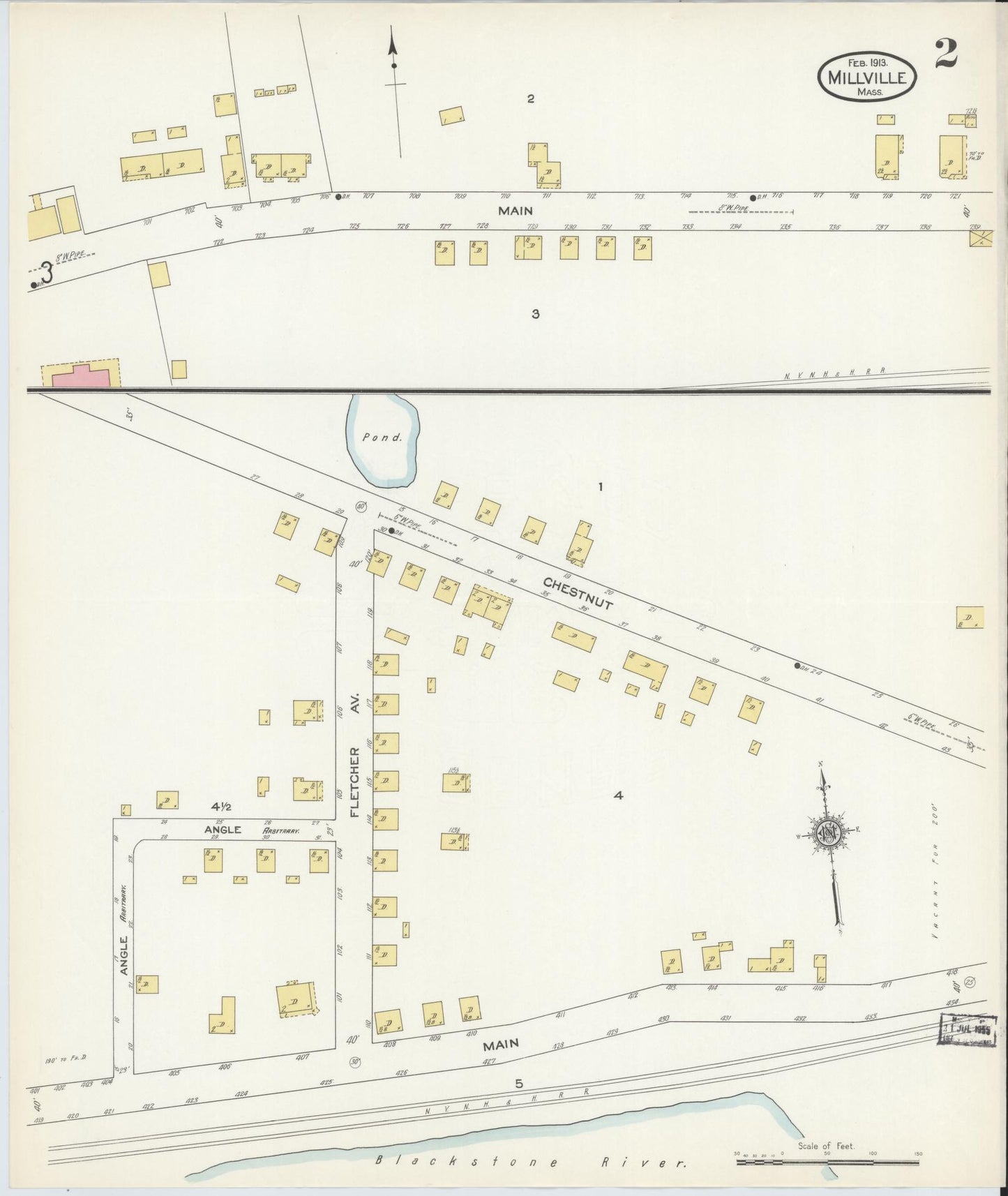 Sanborn Fire Insurance Map from Millville, Worcester County, Massachusetts (1913), Sheet #0002 - Complete Map Set gallery image, historic Sanborn map, vintage wall art, Massachusetts Massachusetts