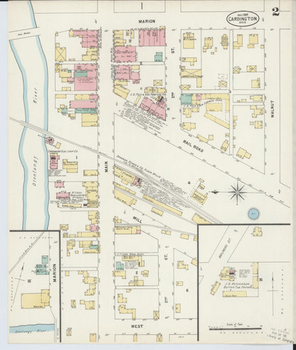Sanborn Fire Insurance Map from Cardington, Morrow County, Ohio (1897), Sheet #0002 - Historic Sanborn Fire Insurance Map Print, vintage old map wall art, antique decor, genealogy gift, Ohio Ohio map