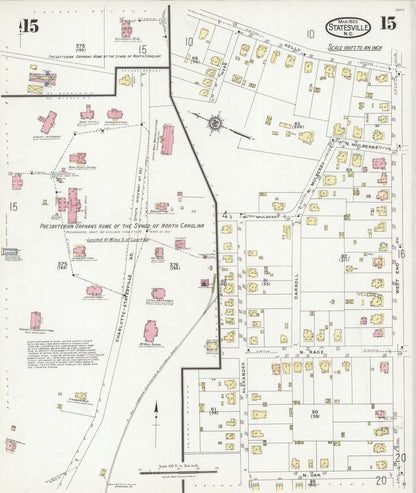 Sanborn Fire Insurance Map from Statesville, Iredell County, North Carolina (1925), Sheet #0015 - Complete Map Set gallery image, historic Sanborn map, vintage wall art, North Carolina North Carolina