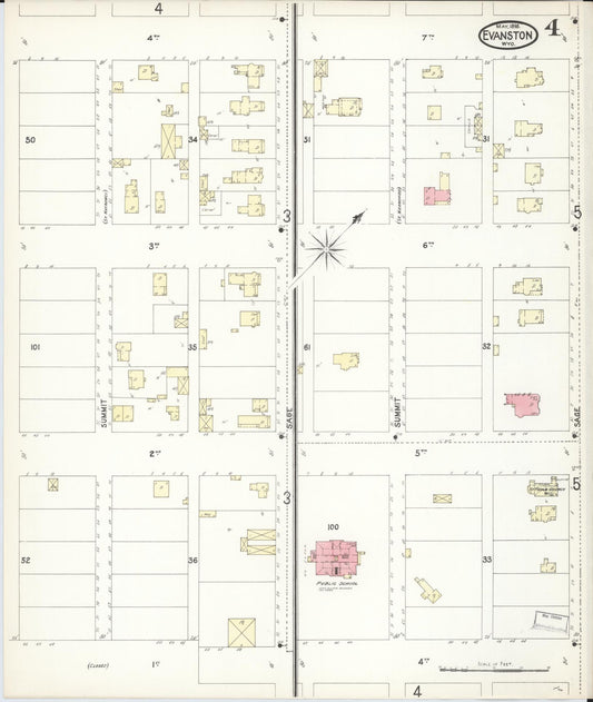 Sanborn Fire Insurance Map from Evanston, Uinta County, Wyoming (1898), Sheet #0004 - Historic Sanborn Fire Insurance Map Print, vintage old map wall art, antique decor, genealogy gift, Wyoming Wyoming map