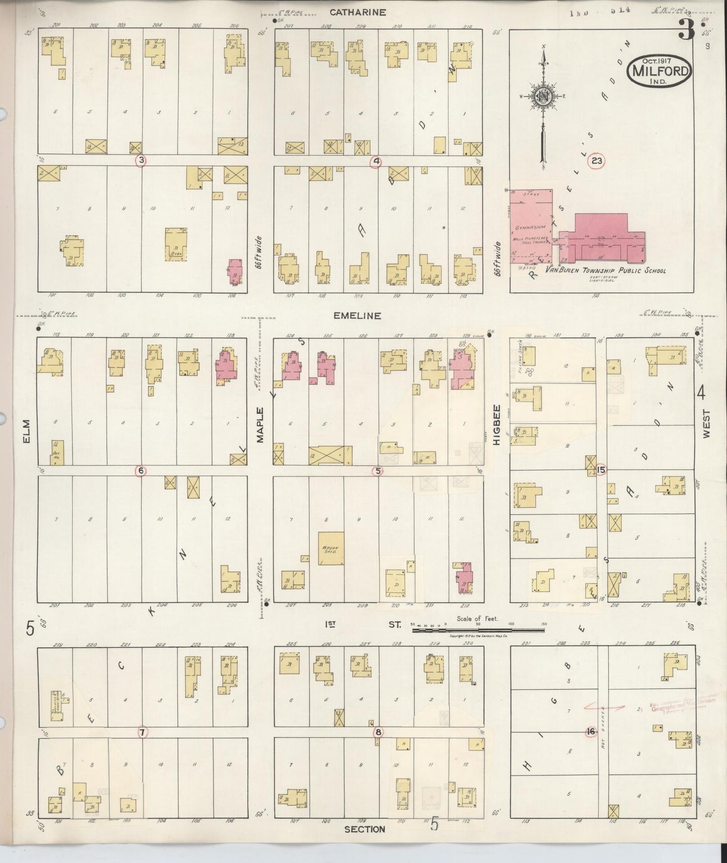 Sanborn Fire Insurance Map from Milford, Kosciusko County, Indiana (1933), Sheet #0003 - Complete Map Set gallery image, historic Sanborn map, vintage wall art, Indiana Indiana