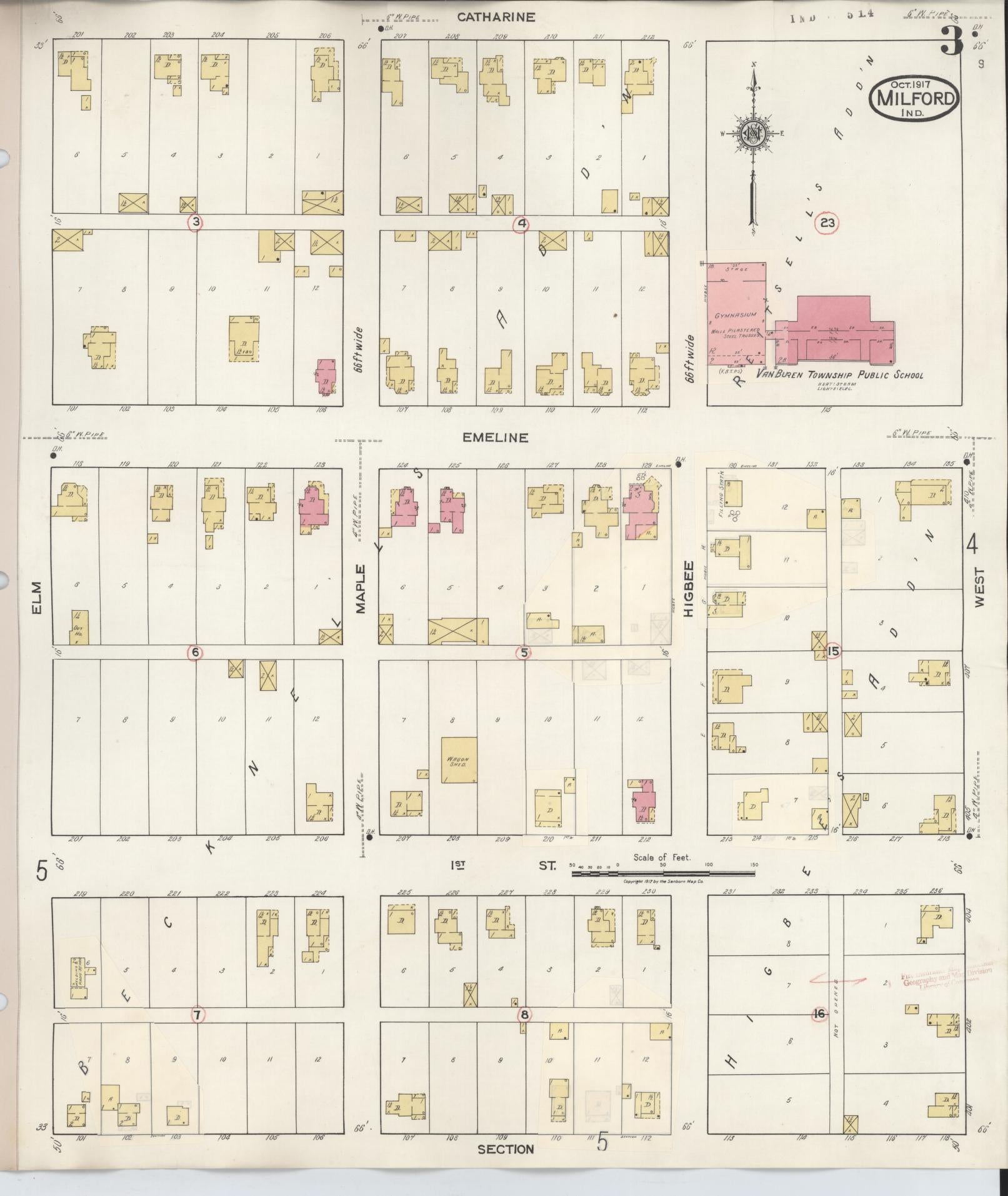 Sanborn Fire Insurance Map from Milford, Kosciusko County, Indiana (1933), Sheet #0003 - Complete Map Set gallery image, historic Sanborn map, vintage wall art, Indiana Indiana