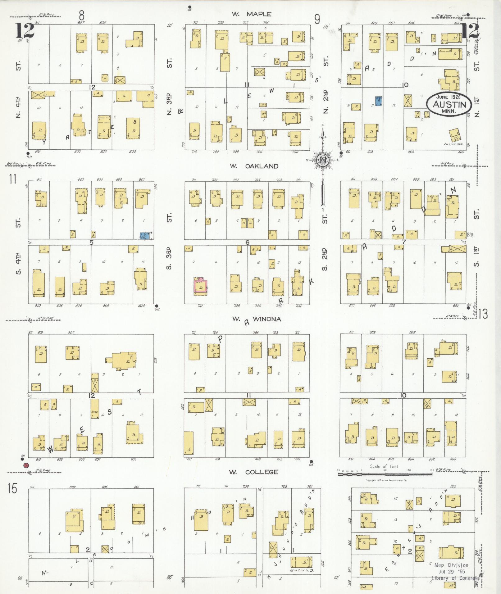 Sanborn Fire Insurance Map from Austin, Mower County, Minnesota (1926), Sheet #0012 - Complete Map Set gallery image, historic Sanborn map, vintage wall art, Minnesota Minnesota