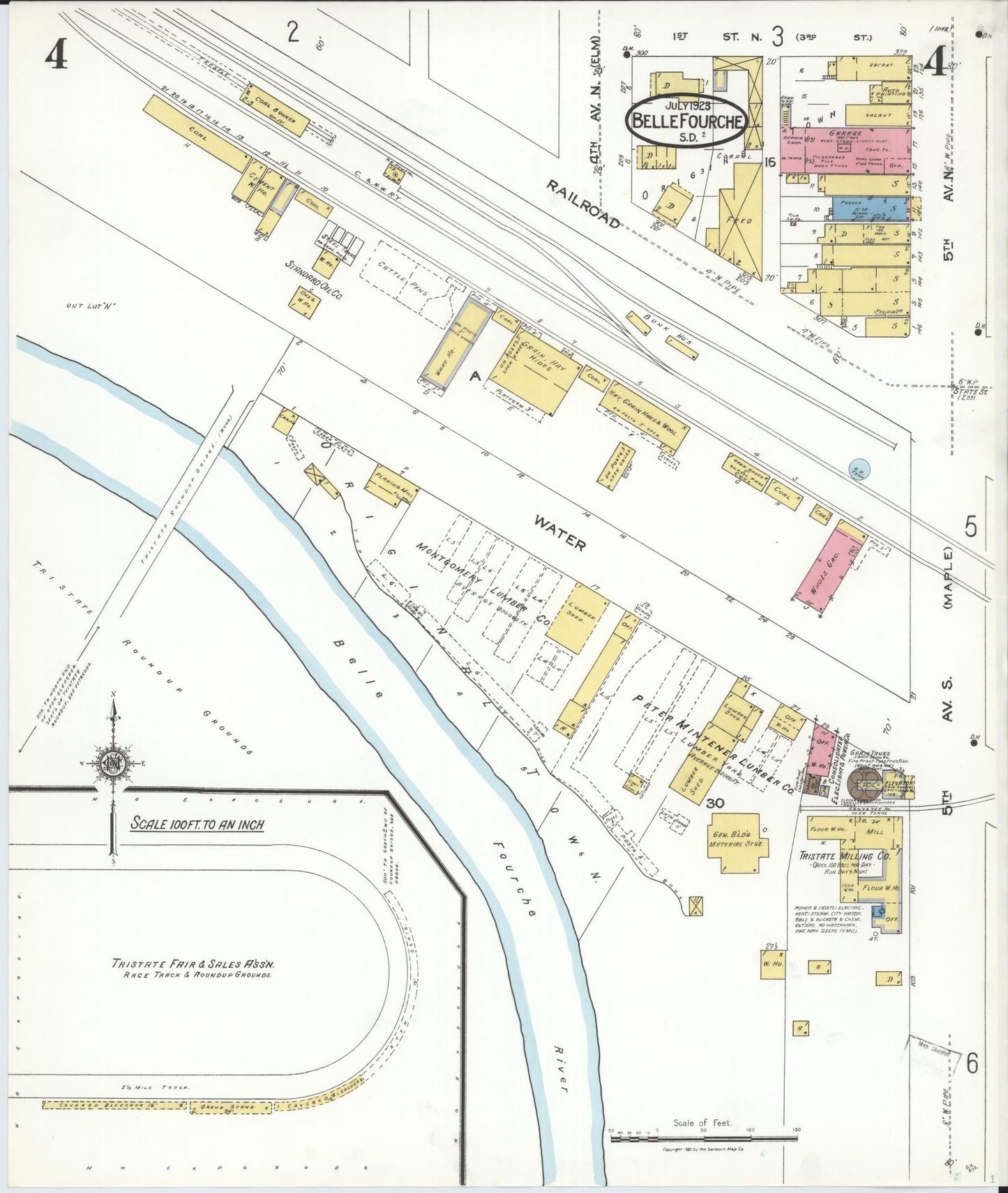 Sanborn Fire Insurance Map from Belle Fourche, Butte County, South Dakota (1923), Sheet #0004 - Complete Map Set gallery image, historic Sanborn map, vintage wall art, South Dakota South Dakota