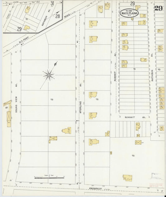 Sanborn Fire Insurance Map from White Plains, Westchester County, New York (1905), Sheet #0029 - Historic Sanborn Fire Insurance Map Print, vintage old map wall art, antique decor, genealogy gift, New York New York map