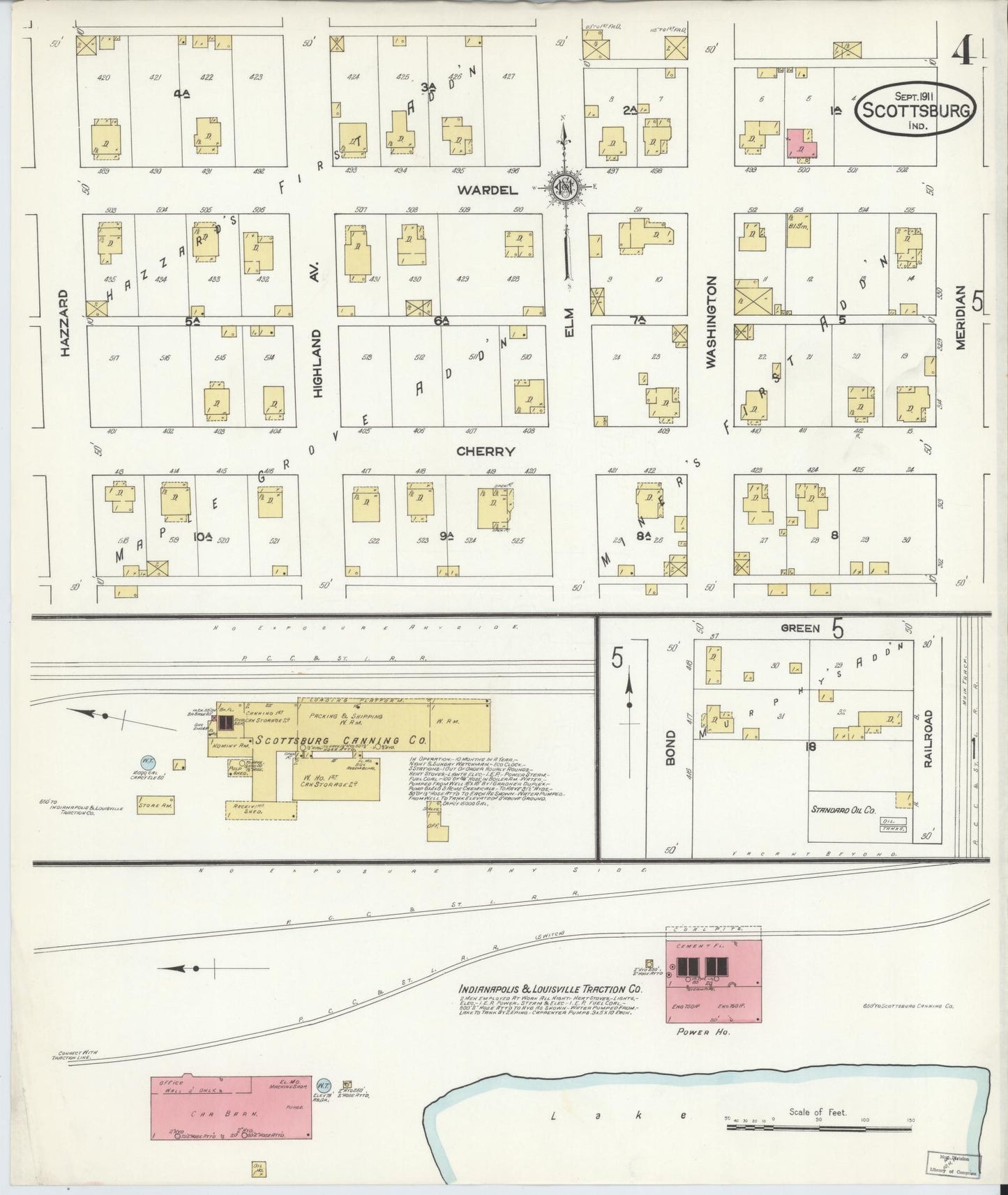 Sanborn Fire Insurance Map from Scottsburg, Scott County, Indiana (1911), Sheet #0004 - Complete Map Set gallery image, historic Sanborn map, vintage wall art, Indiana Indiana