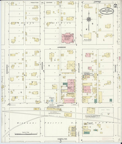 Sanborn Fire Insurance Map from Concordia, Lafayette County, Missouri (1909), Sheet #0002 - Complete Map Set gallery image, historic Sanborn map, vintage wall art, Missouri Missouri